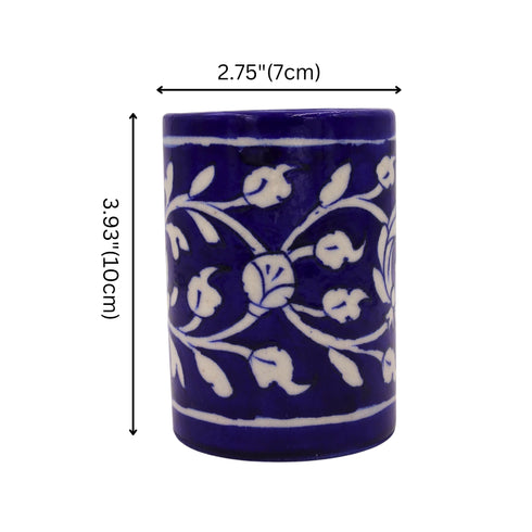 Blue Pottery Pen Holder - Blue