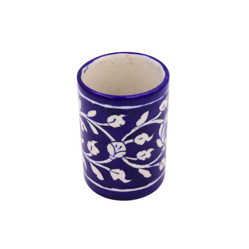 Blue Pottery Pen Holder - Blue