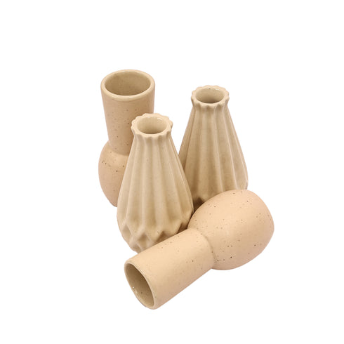 Abstract designed ceramic mini bud vase set (Set of 4)