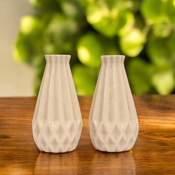 Abstract designed ceramic mini bud vase set (set of 2)