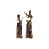 African Musician Figurines for Home Décor—Set of 2—Green and Magenta
