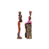 African Musician Figurines for Home Décor—Set of 2—Rustic Brown and Pink