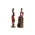 African Musician Figurines for Home Décor—Set of 2—Rustic Brown and Pink