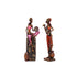 African Musician Figurines for Home Décor—Set of 2—Rustic Brown and Pink