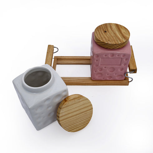 Air-tight Ceramic Jar set with Tray