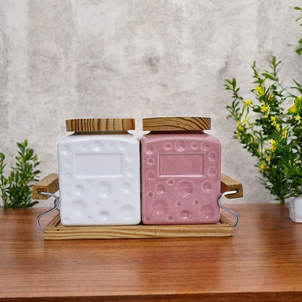 Air-tight Ceramic Jar set with Tray