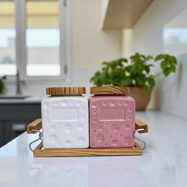 Air-tight Ceramic Jar set with Tray