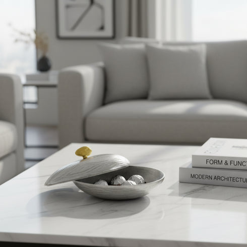 Almond Shaped Decorative Bowl - Silver