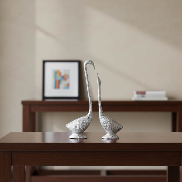 Aluminium Swan Pair Silver Color