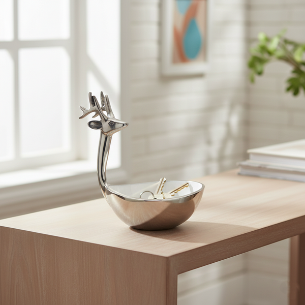 Aluminum Decorative Bowl with Deer Head Handle