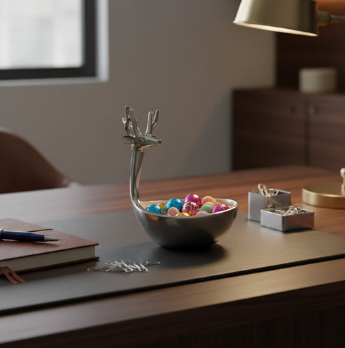 Aluminum Decorative Bowl with Deer Head Handle