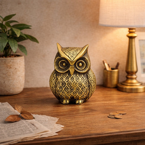 Antique Brass Owl Statue - Showpiece for Home Décor
