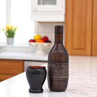 Antique Copper Water bottle with Copper Glass (1.25 litre)