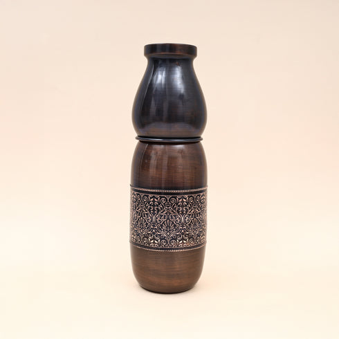 Antique Copper Water bottle with Copper Glass (1.25 litre)