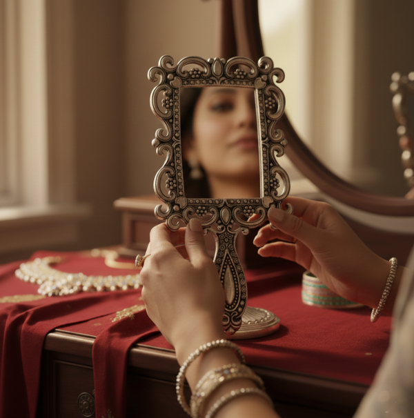 Antique German Silver Handheld Mirror – Home Décor Accent