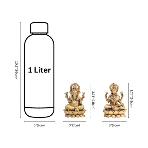 Antique Gold Matte Finish Brass Lakshmi Ganesha Duo