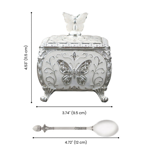Artisan-made Butterfly Silver Plated Decorative Sugar pot
