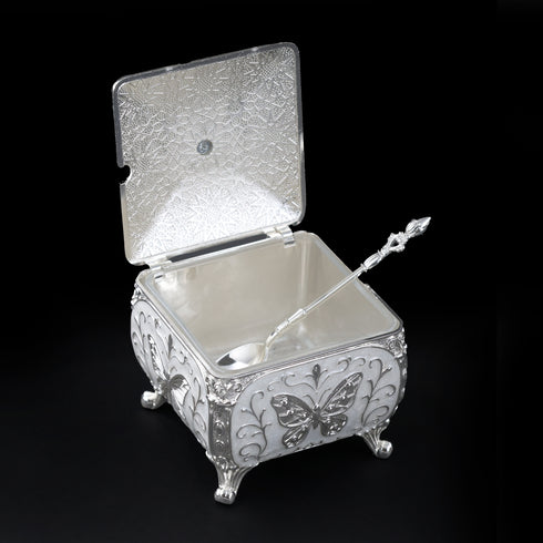 Artisan-made Butterfly Silver Plated Decorative Sugar pot