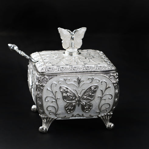 Artisan-made Butterfly Silver Plated Decorative Sugar pot