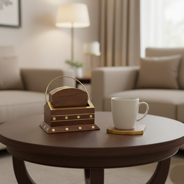 Artisanal Wood Coaster Set - Premium Tabletop Accessory