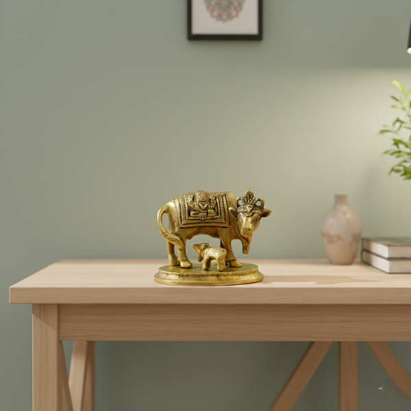 Authentic Brass Kamdhenu Cow with Calf