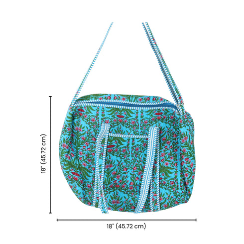 Azure Blue Garden Large Duffle Bag – Hand Block Print