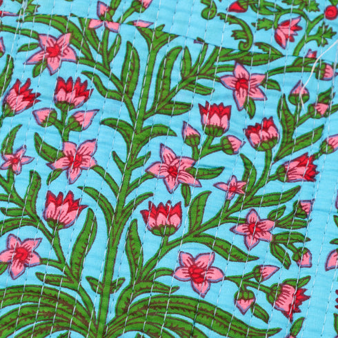Azure Blue Garden Large Duffle Bag – Hand Block Print