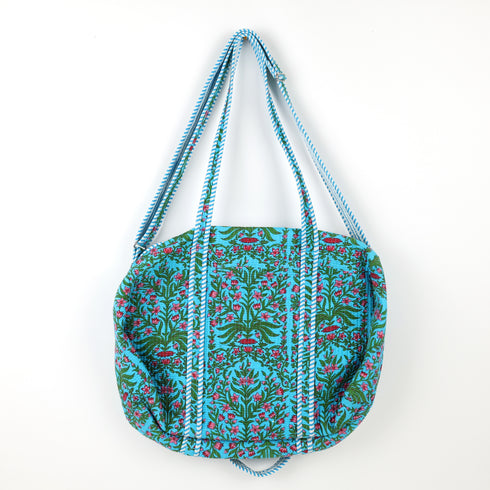 Azure Blue Garden Large Duffle Bag – Hand Block Print