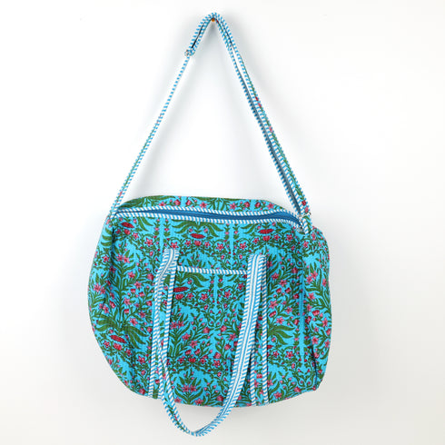 Azure Blue Garden Large Duffle Bag – Hand Block Print