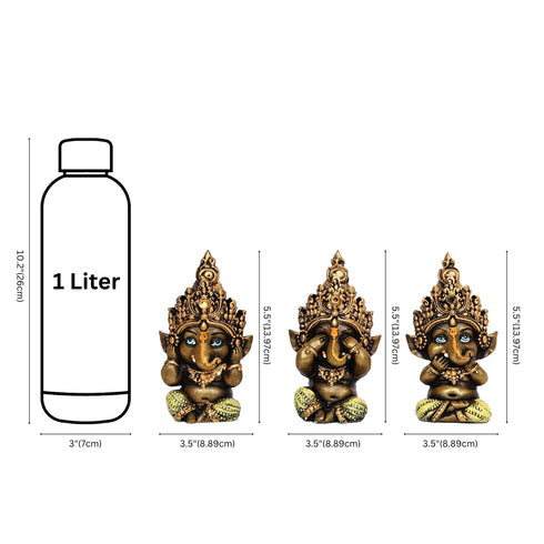 Baal Ganesha Trio for Home Décor—See No Evil, Hear No Evil, Speak No Evil