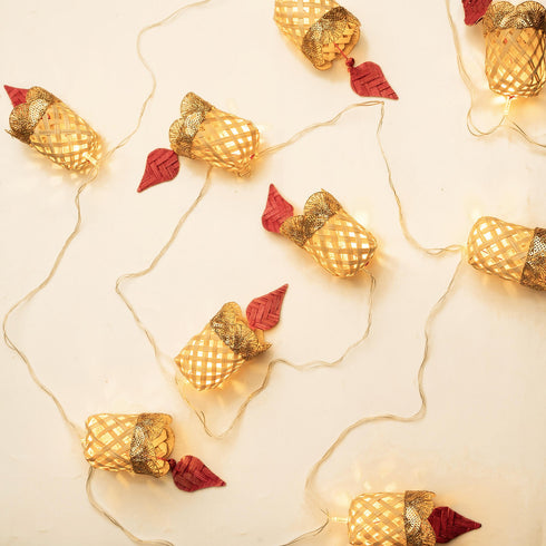 Beige Bell shaped Premium Handmade Bamboo String Fairy Light