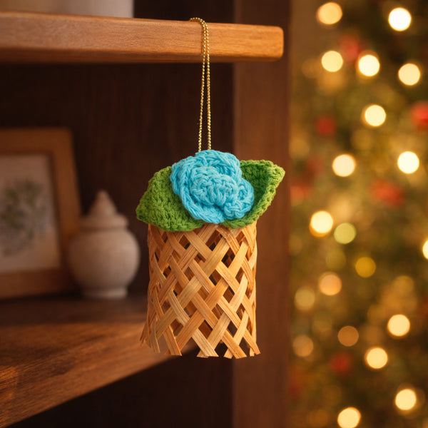 Beige Floral Shaped Premium Handmade Bamboo Hanging