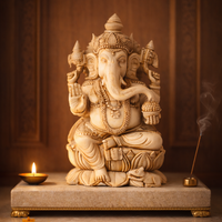 Big Cultured Marble Ganesha Idol - 9 inch