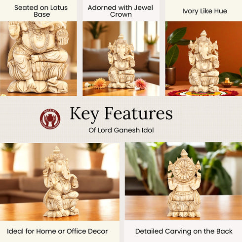 Big Cultured Marble Ganesha Idol