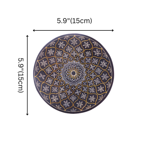 Black Decorative Plate - Bidri Art - Silver Inlay Work