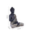 Black Matte Finish Lord Buddha Statue—Green and Grey Drapery Details