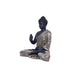 Black Matte Finish Lord Buddha Statue—Green and Grey Drapery Details