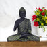 Black Matte Finish Lord Buddha Statue—Olive Green Drapery Details