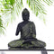 Black Matte Finish Lord Buddha Statue—Olive Green Drapery Details