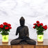 Black Matte finish Blessing Buddha in Brown shade drapery