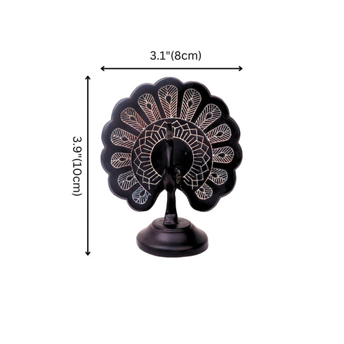Black Peacock Showpiece - Bidri Art - Silver Inlay Work
