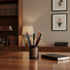 Black Pen Stand - Bidri Art - Copper Inlay Work