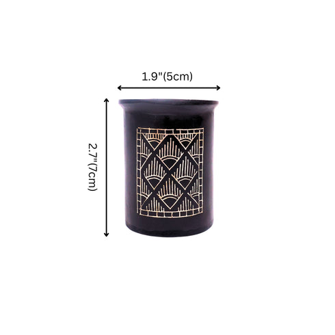 Black Pen Stand - Bidri Art - Silver Inlay Work