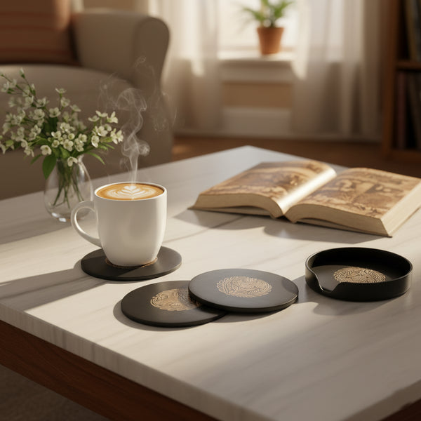 Black Tea Coasters - Bidri Art - Copper Inlay Work