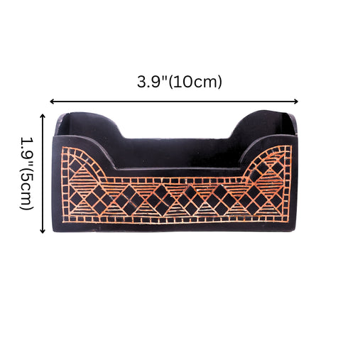 Black Visiting Card Holder - Bidri Art - Copper Inlay Work