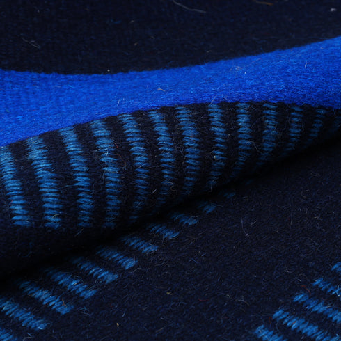 Black and Blue Handwoven Jawaja Durrie—Stripe Pattern