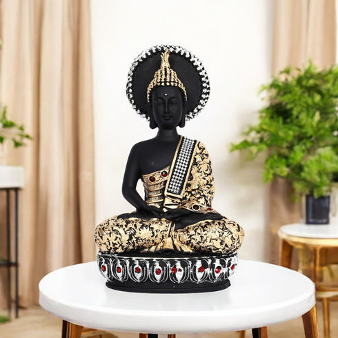 Black and Golden Lord Buddha Idol for Home Décor