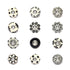 Black and White Handcrafted and Hand painted Ceramic Knobs—Round and Melon Shaped—Set of 12—Abstract Design