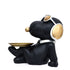 Black and gold Dog Figurine with plate