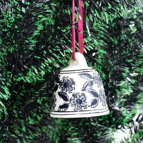 Blossom Ceramic Christmas Bell – Grey